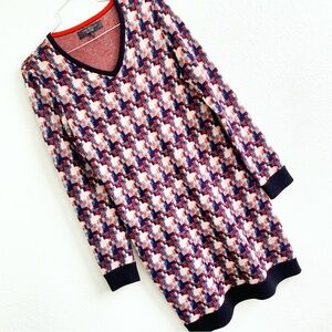 RAG AND BONE 100% wool houndstooth print long sleeve sweater dress Mariah Medium